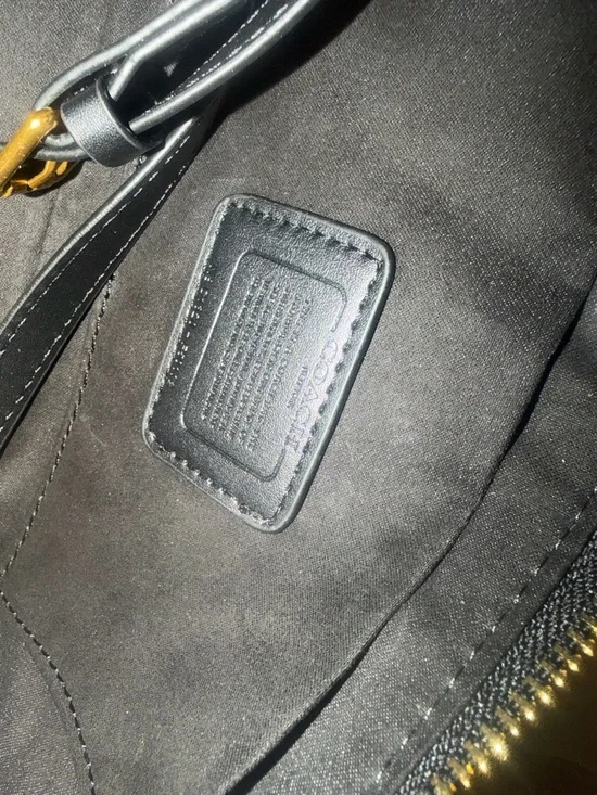 COACH Black Signature Small Shoulder Bag with Gold Chain - Picture 5 of 5